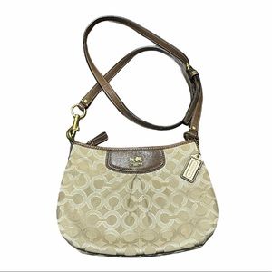 Coach Canvas Shoulder Bag w Golden Hardware